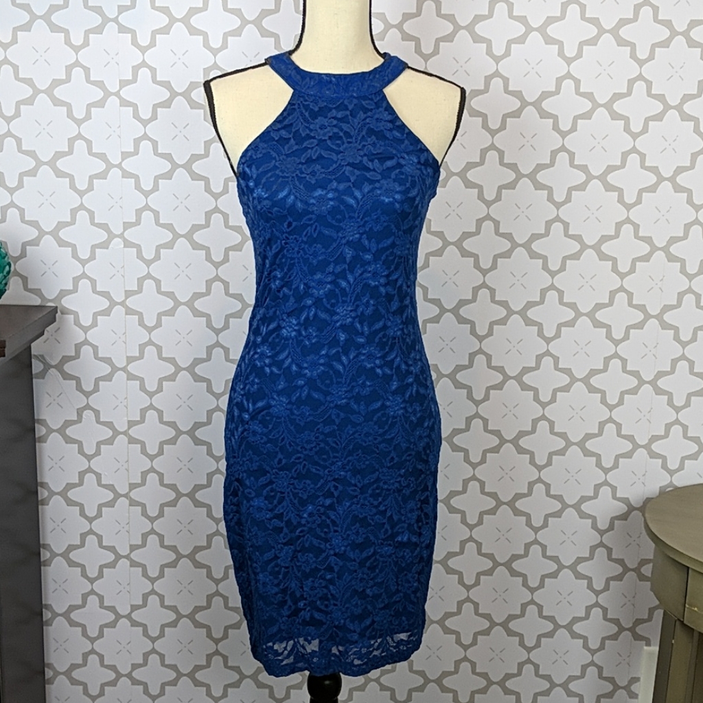 Bogo Halter Dress With Lace Overlay